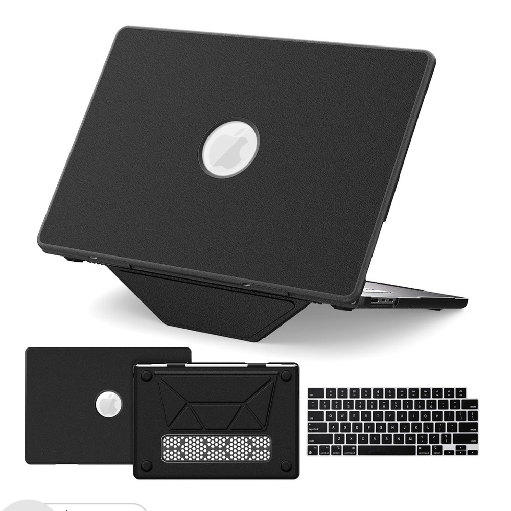 MacBook Air 15 PU LEATHER Hardshell Protective Cover-BLACK